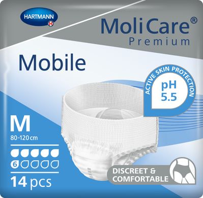 Труси поглинаючі для дорослих, які страждають на нетримання MoliCare® Premium Mobile 6 крапель M 14шт/пак