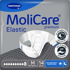 Підгузки нічні MoliCare Premium Elastic 10 крапель розмір M, для дорослих, які страждають на нетримання, 14шт/пак