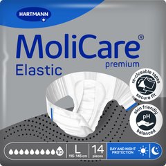 Підгузки нічні MoliCare Premium Elastic 10 крапель розмір L, для дорослих, які страждають на нетримання, 14шт/пак