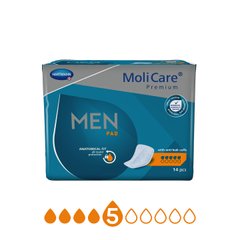 Прокладки урологічні для чоловіків, V-подібної форми з манжетами для захисту від протікання MoliCare® Premium MEN PAD 5 крапель 14шт/пак