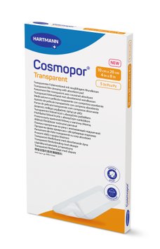 Пов’язка плівкова прозора з абсорбуючою подушечкою Cosmopor® Transparent 10см х 20см 5шт/упаковка