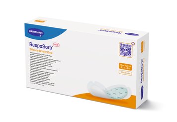 Самоклеюча силіконова пов'язка з суперабсорбуючим полімером RespoSorb® Silicone Border Oval 12см х 23см