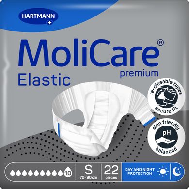 Підгузки нічні MoliCare Premium Elastic 10 крапель розмір S, для дорослих, які страждають на нетримання, 22шт/пак