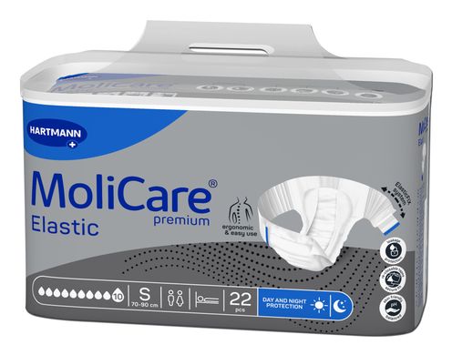 Підгузки нічні MoliCare Premium Elastic 10 крапель розмір S, для дорослих, які страждають на нетримання, 22шт/пак