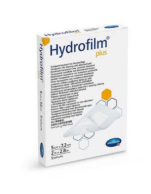 Пов’язка плівкова прозора з абсорбуючою подушечкою Hydrofilm® Plus / Гідрофілм Плюс 5х7,2см 5шт