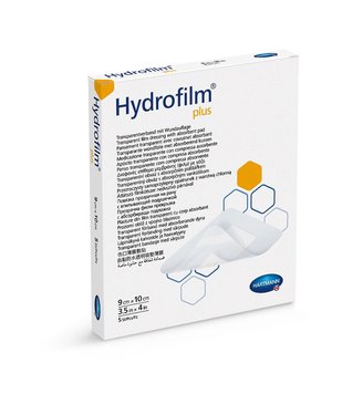 Пов’язка плівкова прозора з абсорбуючою подушечкою Hydrofilm® Plus / Гідрофілм Плюс 9х10см 5шт/упаковка