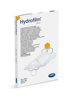 Пов’язка плівкова прозора з абсорбуючою подушечкою Hydrofilm® Plus / Гідрофілм Плюс 9х15см 5шт