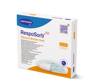 Самоклеюча силіконова пов'язка з суперабсорбуючим полімером RespoSorb® Silicone Border Heel 25см х 25см