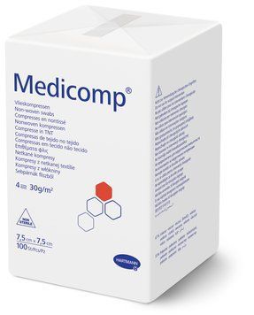 Серветки з нетканого матеріалу Medicomp&reg; 7,5 х 7,5 см, 4-шарові, нестерильні, 100 шт.