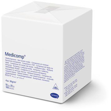 Серветки з нетканого матеріалу Medicomp&reg; 10 х 10 см, 4-шарові, нестерильні, 100 шт.