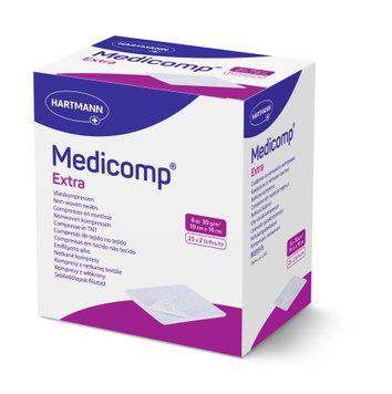 Серветки з нетканого матеріалу Medicomp&reg; extra 10см х 10см, 2шт. в пакунку