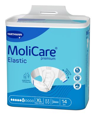 Підгузки для дорослих, які страждають на нетримання MoliCare Premium Elastic 6 крапель XL 14шт/пак