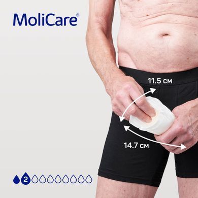 MoliCare&reg; MEN PAD 2 краплі &mdash; чоловічі абсорбуючі прокладки у формі &laquo;кишені&raquo;, 14 шт