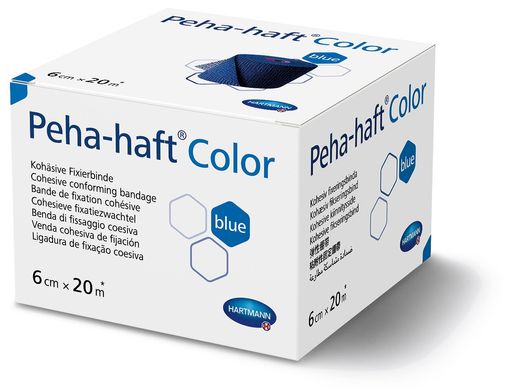 Бинт когезивний фіксуючий Peha-haft® Color blue / Пеха-хафт колор синій 6см x 20м 1шт